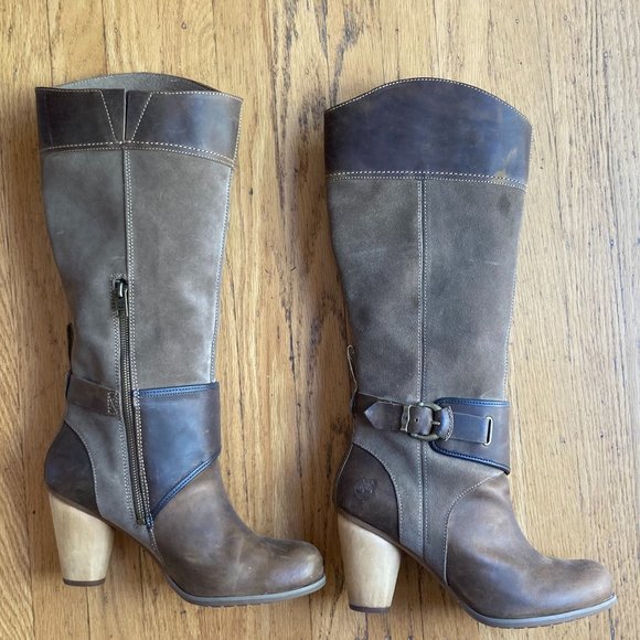Timberland Shoes - Timberland suede/leather knee high wood heel boots
